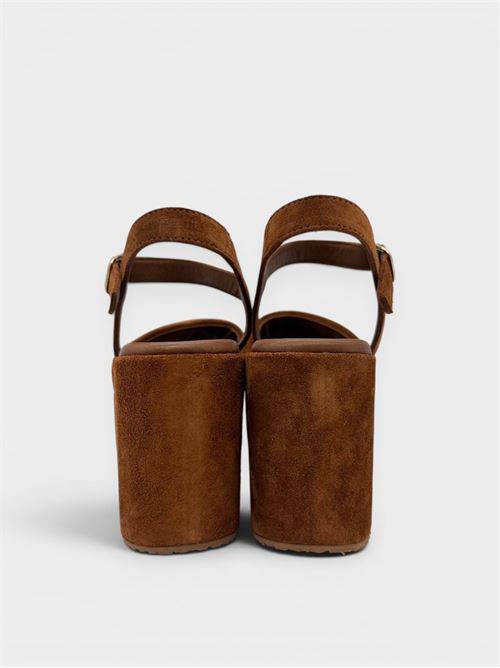 Sandalo platform in suede cuoio con fascia larga IL LACCIO | ORL1112SUEDECOGNAC
